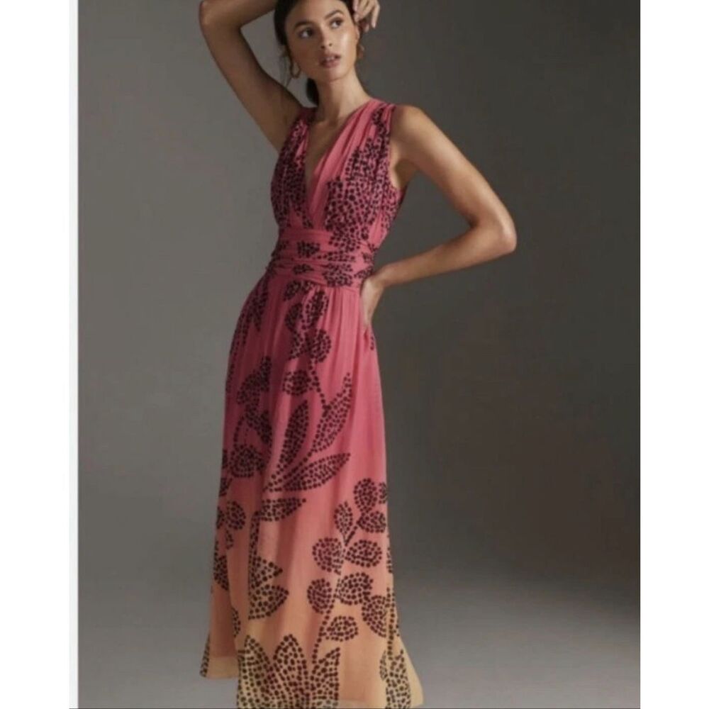 New Anthropologie Verb by Pallavi Singhee V-Neck Ombre Maxi Dress Sz XS - Picture 2 of 7